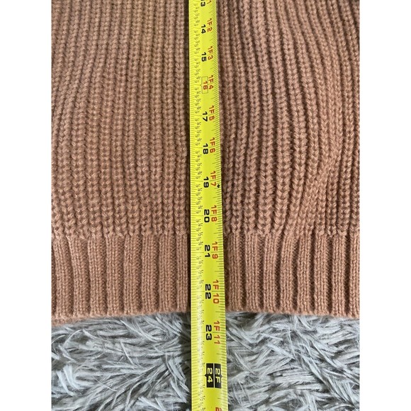 Kittenish Boho Tight Knit Sweatshirt Womens Medium Beige Pullover 1/4 Button - Picture 6 of 9